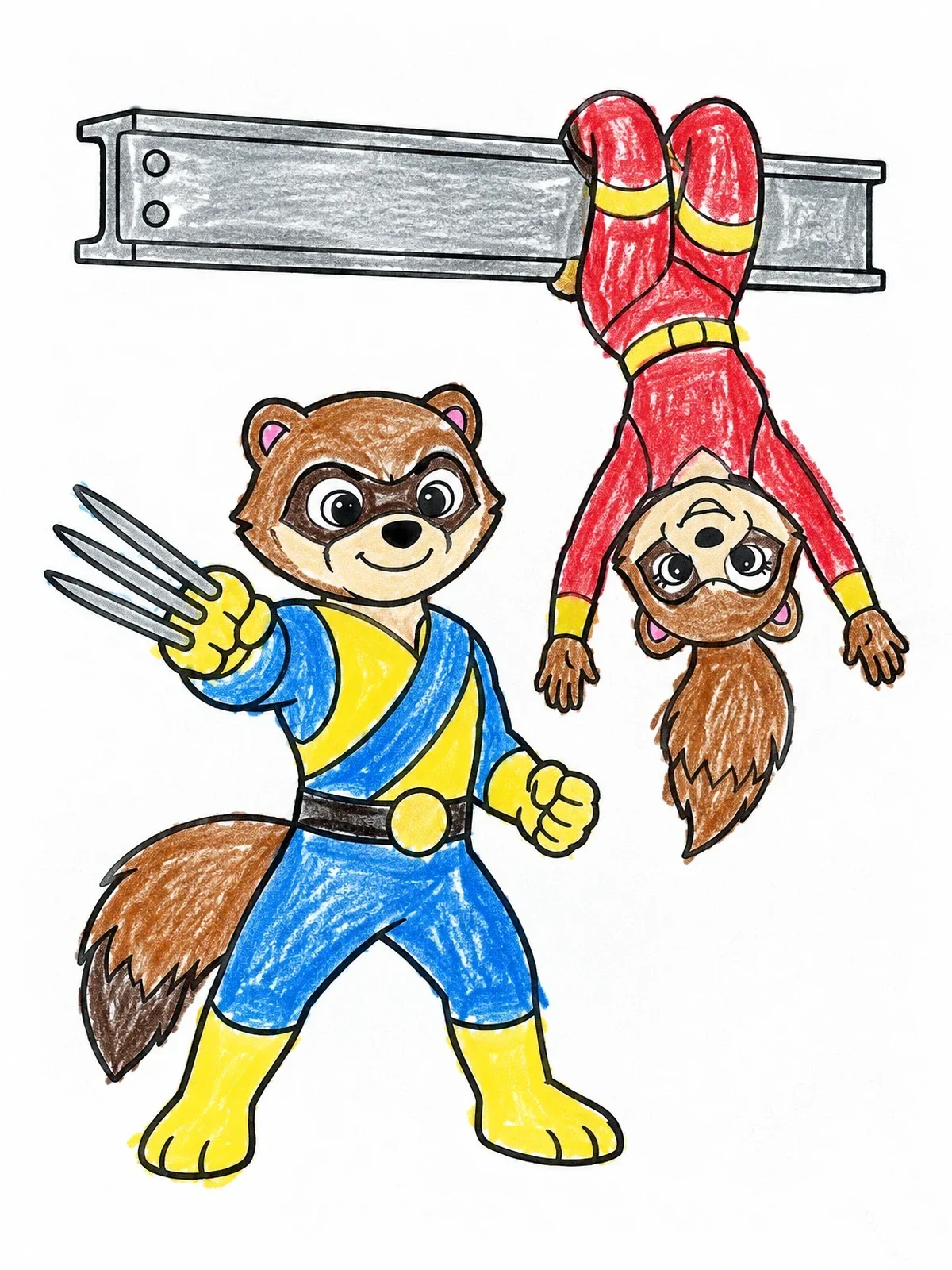 Colored example of the Animal Hero With Metal Claws coloring page