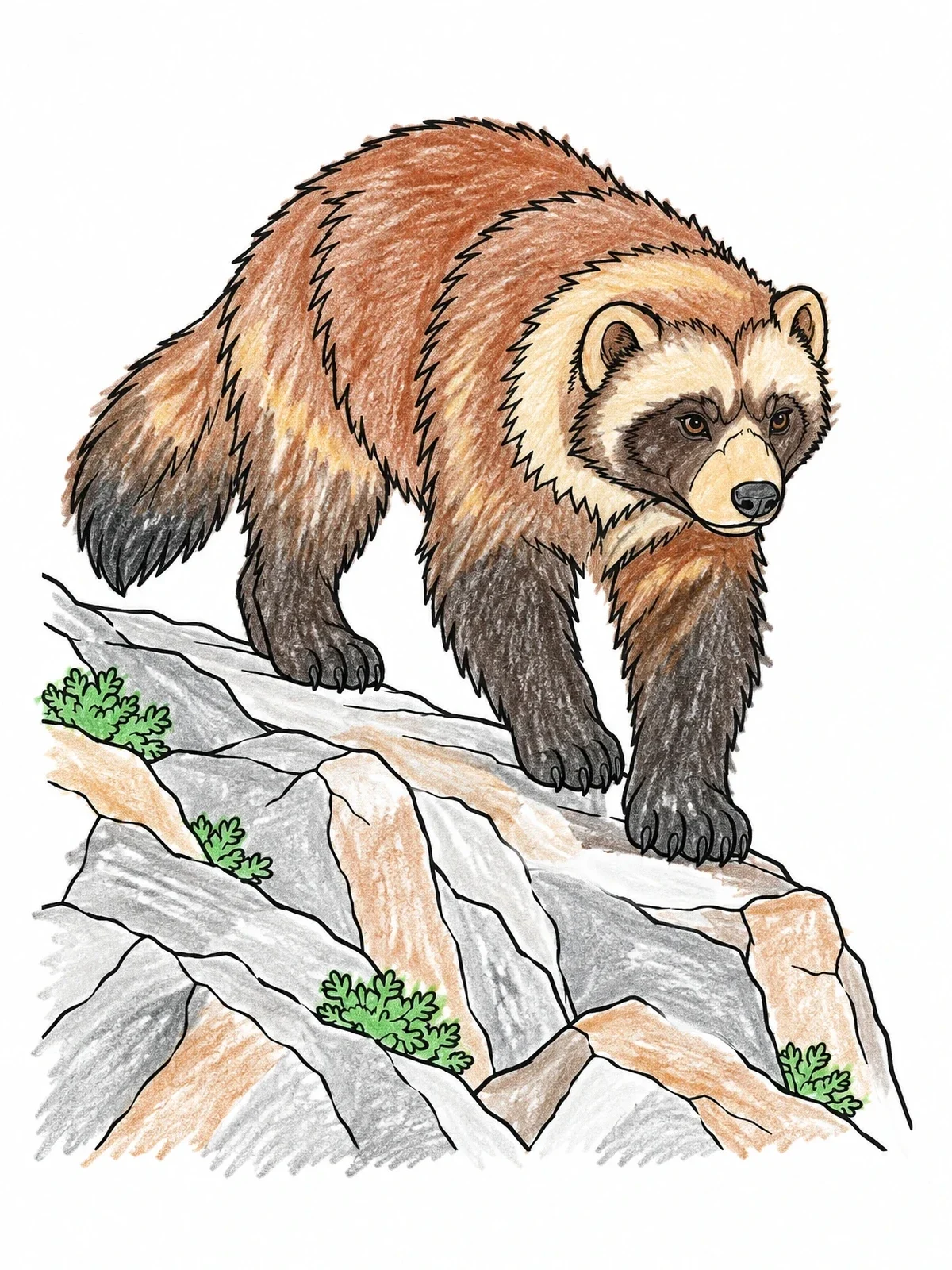 Colored example of the Wolverine On A Rocky Slope coloring page