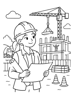 Free printable Woman Architect At Construction Site coloring page