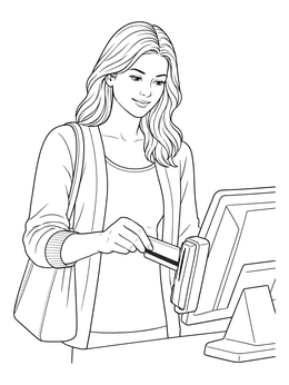Free printable Woman Paying With Credit Card coloring page