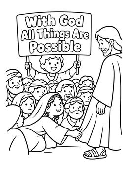 Free printable Faithful Woman Touching Jesus Robe coloring page