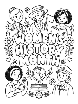 Free printable Women's History Month Diverse Leaders coloring page