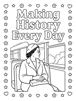 Free printable Rosa Parks Making History Every Day coloring page