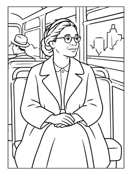 Free printable Civil Rights Hero Rosa Parks On Bus coloring page
