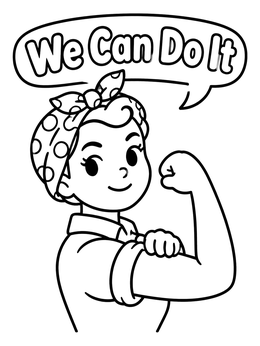 Free printable Rosie The Riveter We Can Do It coloring page