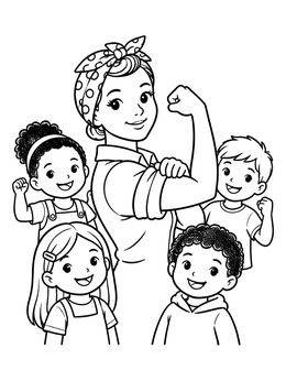 Free printable Rosie The Riveter Inspiring Children coloring page