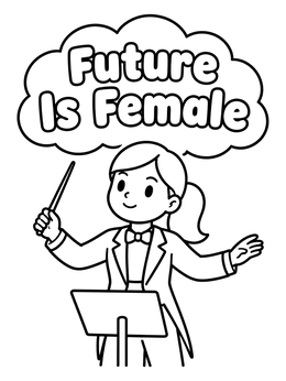 Free printable Young Female Orchestra Conductor coloring page
