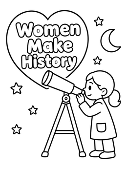 Free printable Young Girl Astronomer Looking At Stars coloring page