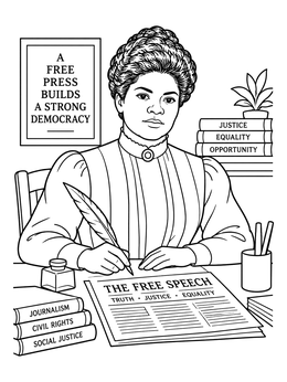 Free printable Ida B. Wells At Her Writing Desk coloring page