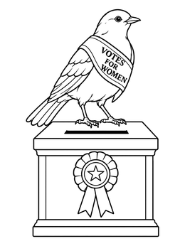 Free printable Suffrage Bird On Ballot Box coloring page