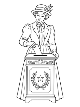 Free printable Suffragette Casting Her Ballot coloring page