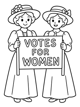 Free printable Suffragettes With Votes For Women Sign coloring page