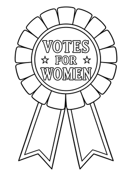 Free printable Votes For Women Rosette Badge coloring page
