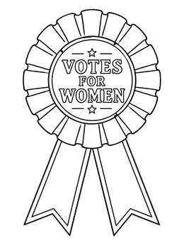 Free printable Votes For Women Suffrage Rosette Ribbon coloring page