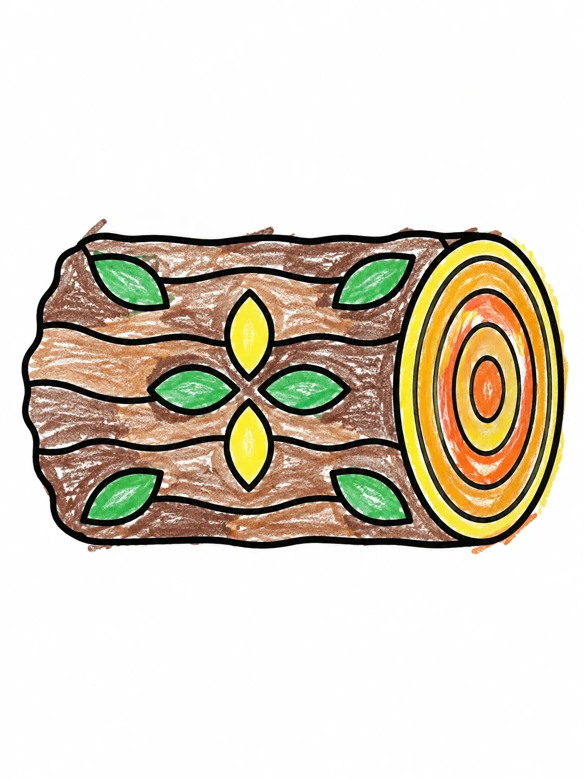 Colored example of the Simple Timber Log With Pattern coloring page