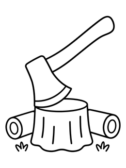 Free printable Woodchopping Axe In Tree Stump coloring page
