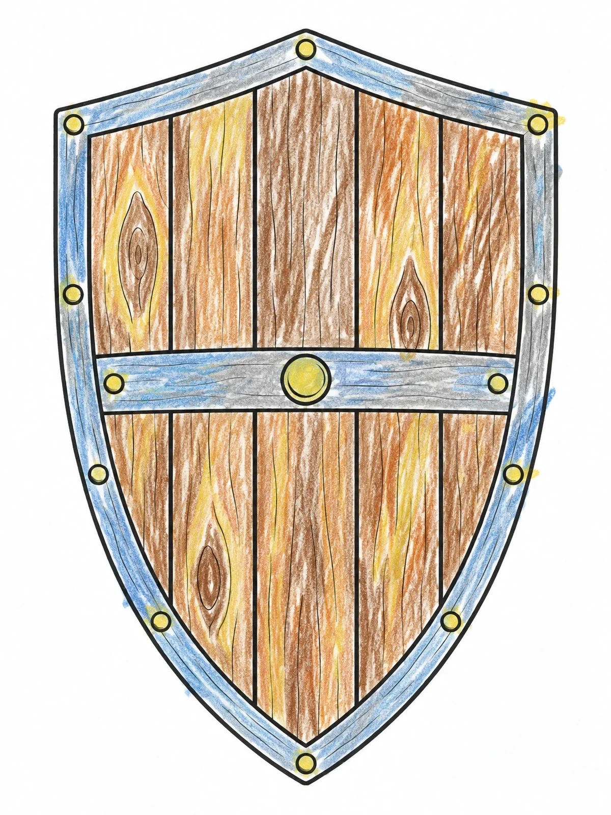 Colored example of the Wooden Shield Of Faith coloring page