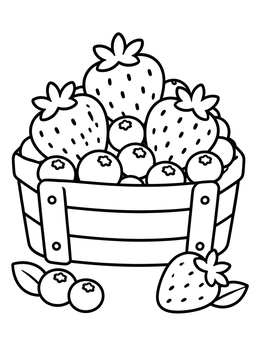 Sweet berries overflow in this charming basket coloring page.