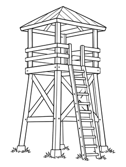 Free printable Wooden Corn Maze Lookout Tower coloring page