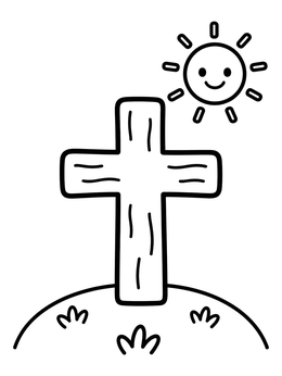 Free printable Simple Wooden Cross On A Hill coloring page