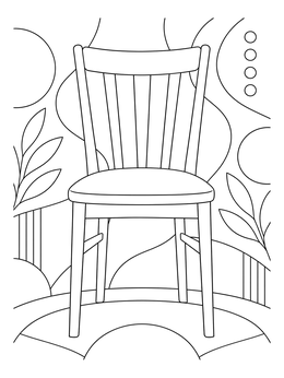 Free printable Classic Wooden Chair With Patterned Background coloring page