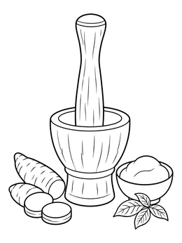 Free printable Traditional Wooden Mortar And Pestle coloring page