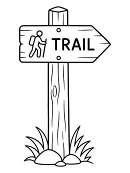 Free printable Wooden Hiking Trail Arrow Sign coloring page