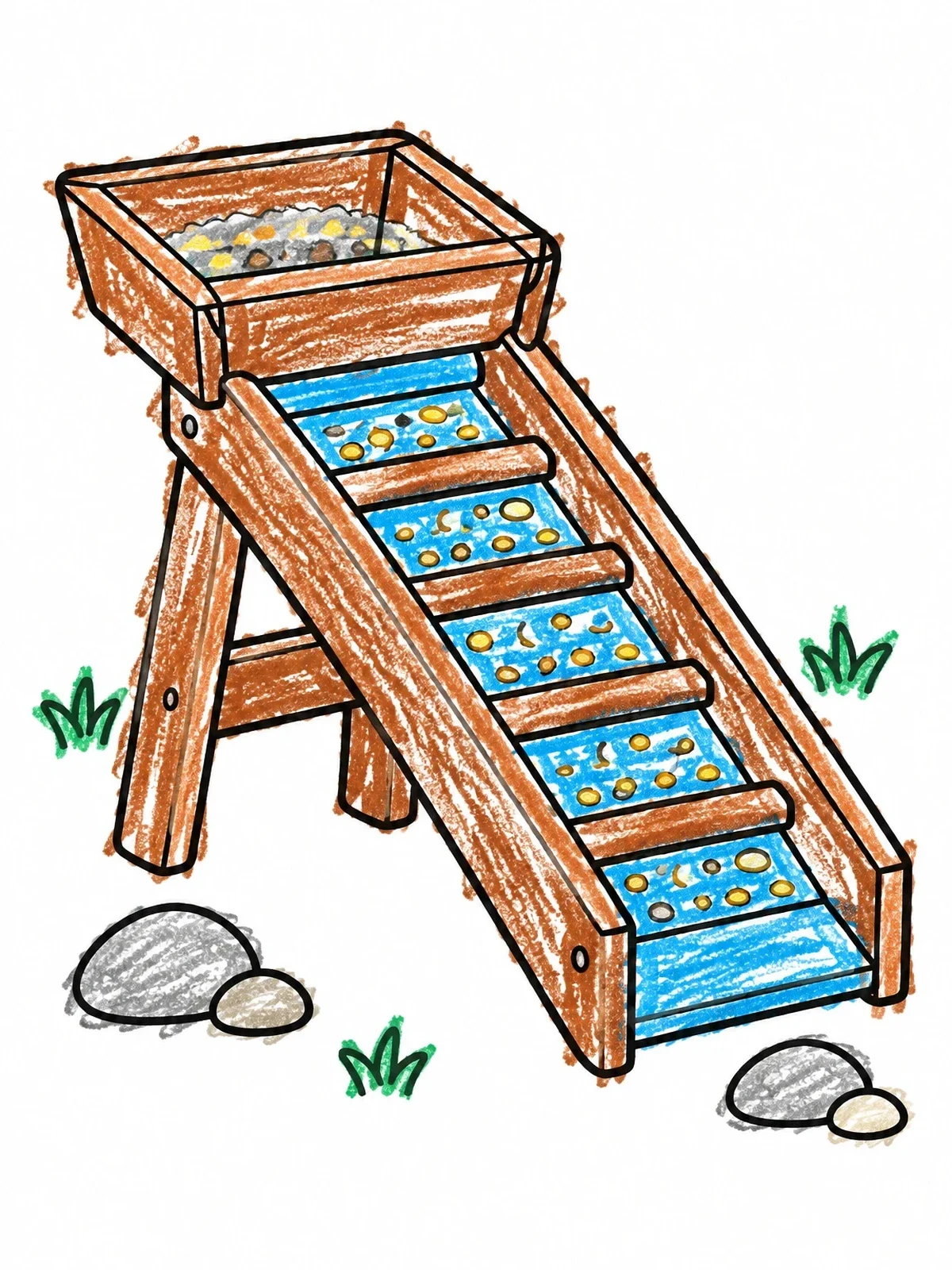 Colored example of the Wooden Mining Sluice Box coloring page