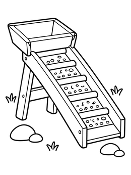 Free printable Wooden Mining Sluice Box coloring page