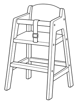 Free printable Wooden Restaurant High Chair coloring page