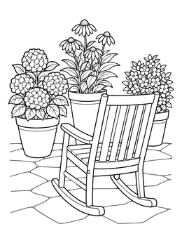 Free printable Rocking Chair On The Patio coloring page