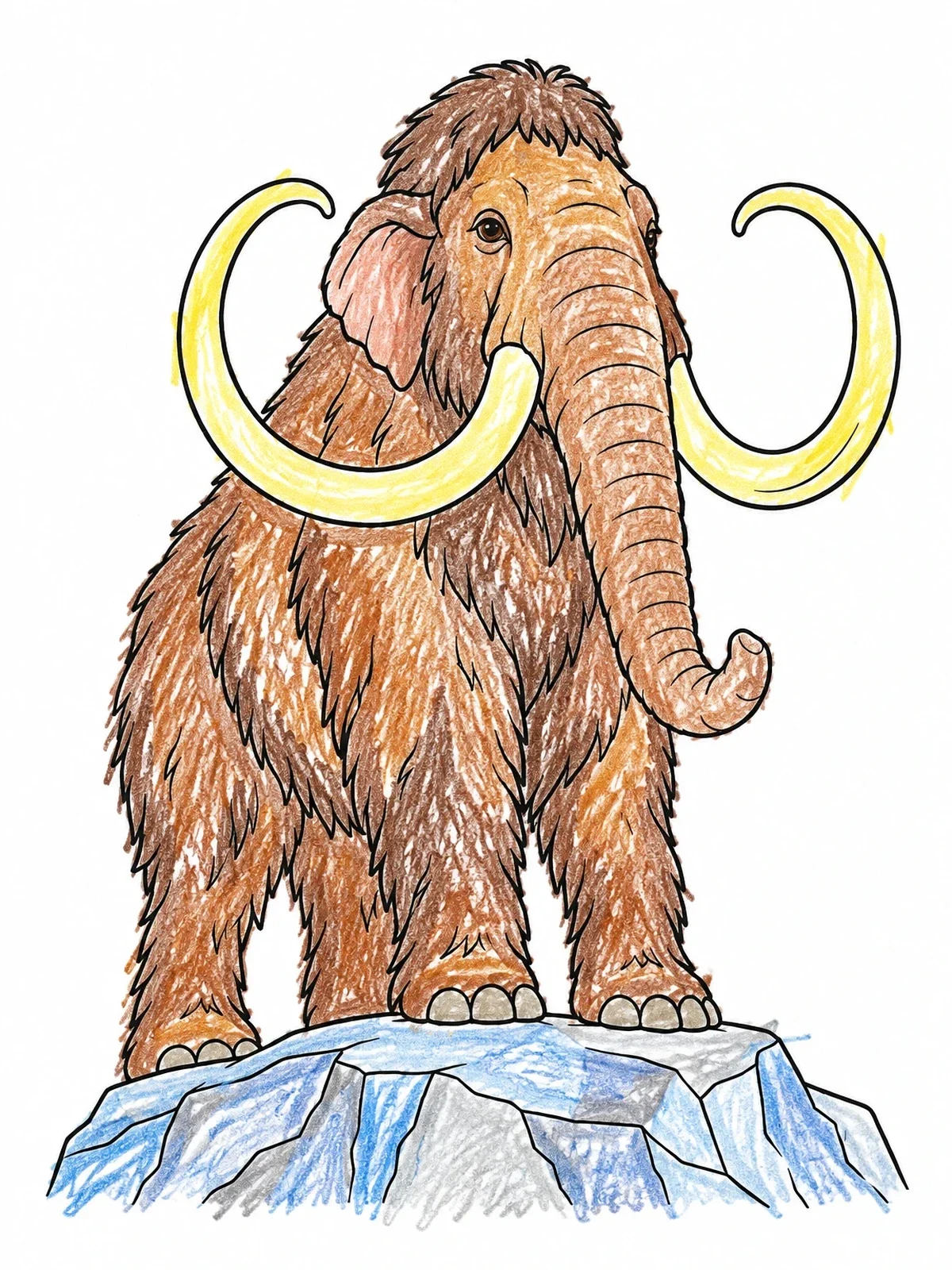Colored example of the Woolly Mammoth On Rocky Ridge coloring page