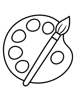 Free printable Artist Paint Palette And Brush coloring page