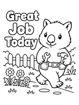 Free printable Handy Wombat In The Garden coloring page