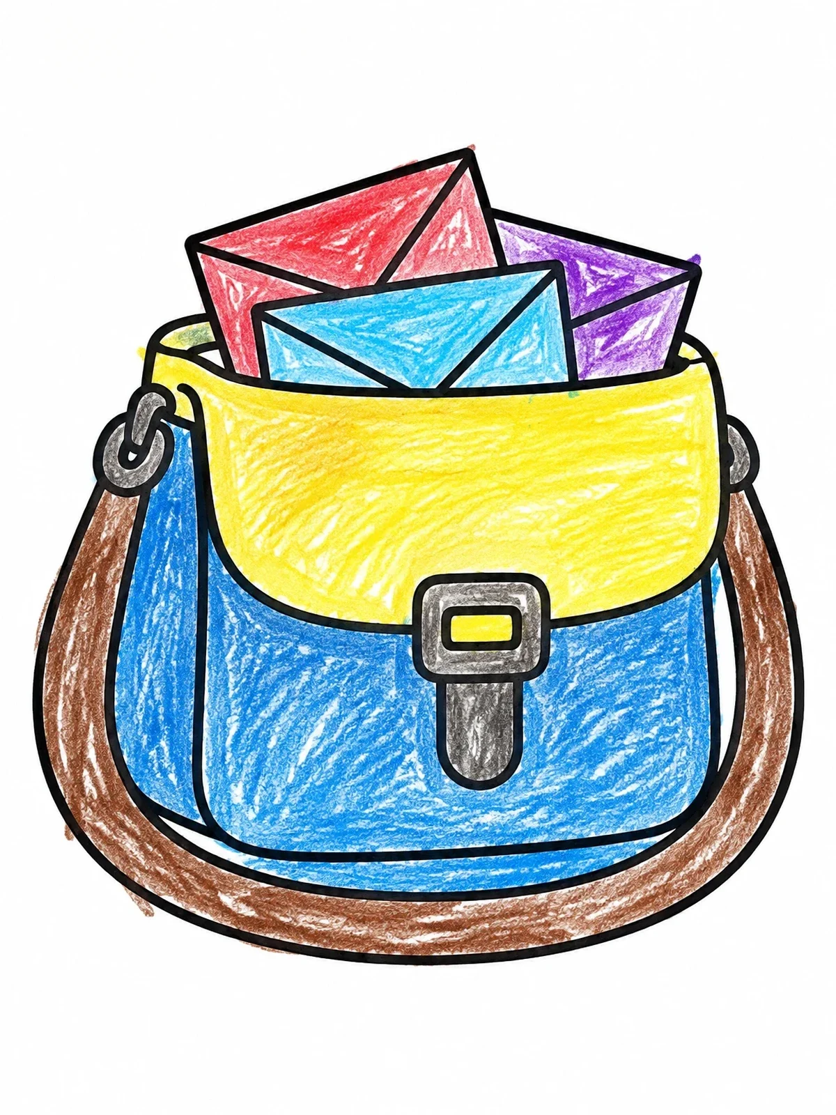 Colored example of the Mail Carrier Bag Full Of Letters coloring page