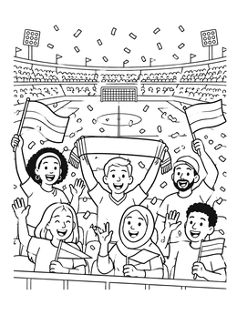 Free printable Cheerful Soccer Fans In The Stadium coloring page