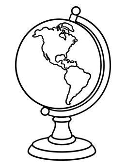 Free printable Simple Desk Globe With Continents coloring page