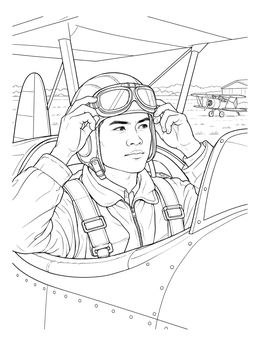 Free printable Biplane Pilot In The Cockpit coloring page