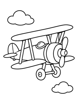 Free printable Cute Cartoon Biplane In Flight coloring page