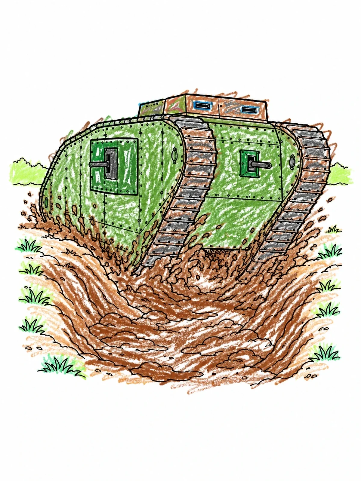 Colored example of the Mark Tank Driving Through Mud coloring page