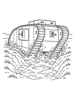 Free printable Mark Tank Driving Through Mud coloring page