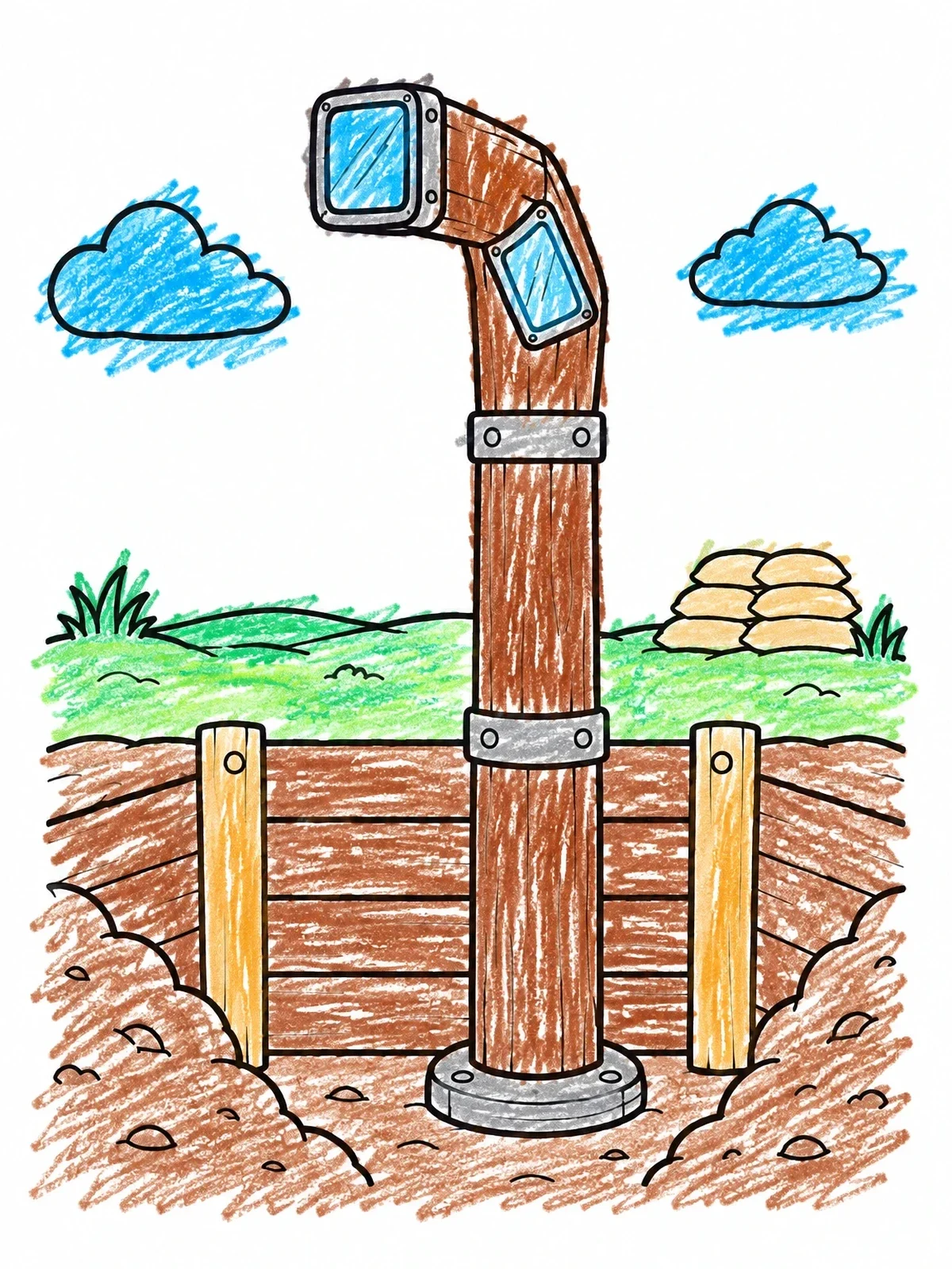 Colored example of the Trench Periscope In The Field coloring page