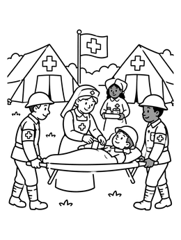 Free printable World War I Field Hospital Station coloring page