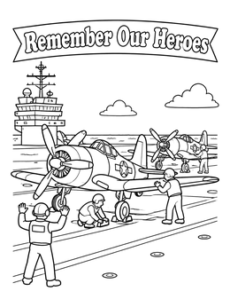 Free printable Aircraft Carrier Deck Flight Crew coloring page