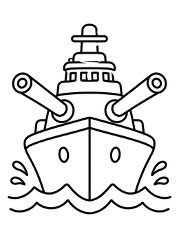 Free printable Battleship Sailing The Ocean Waves coloring page