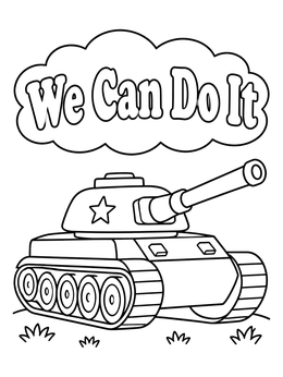 Free printable Cartoon Tank We Can Do It coloring page