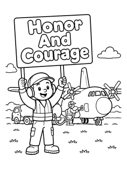 Free printable Ground Crew Airplane Support coloring page
