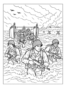 Free printable Normandy Beach Amphibious Landing coloring page