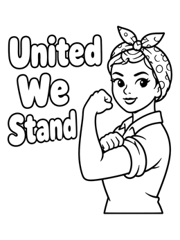 Free printable Rosie The Riveter United We Stand coloring page