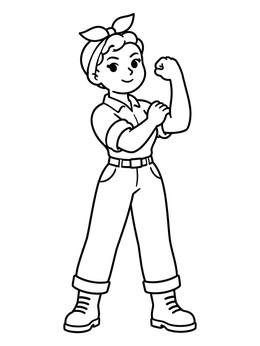 Free printable Rosie The Riveter Flexing Muscle coloring page